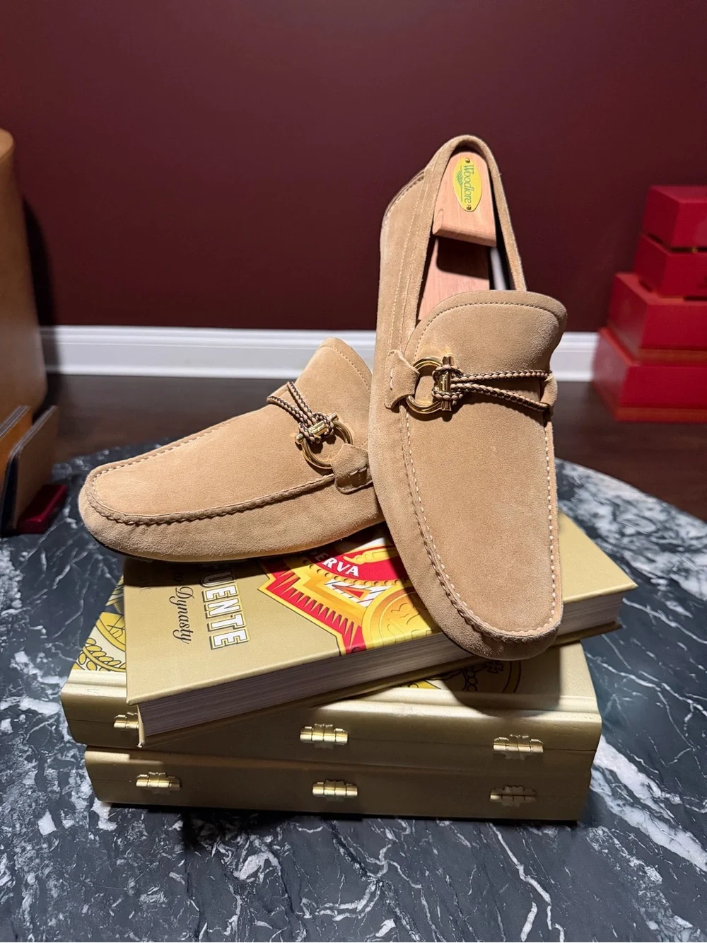Salvatore Ferragamo Tan Suede Bit Loafers